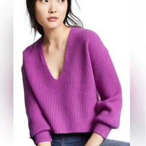 A.L.C. Melanie Wool V-Neck Cropped Sweater Small